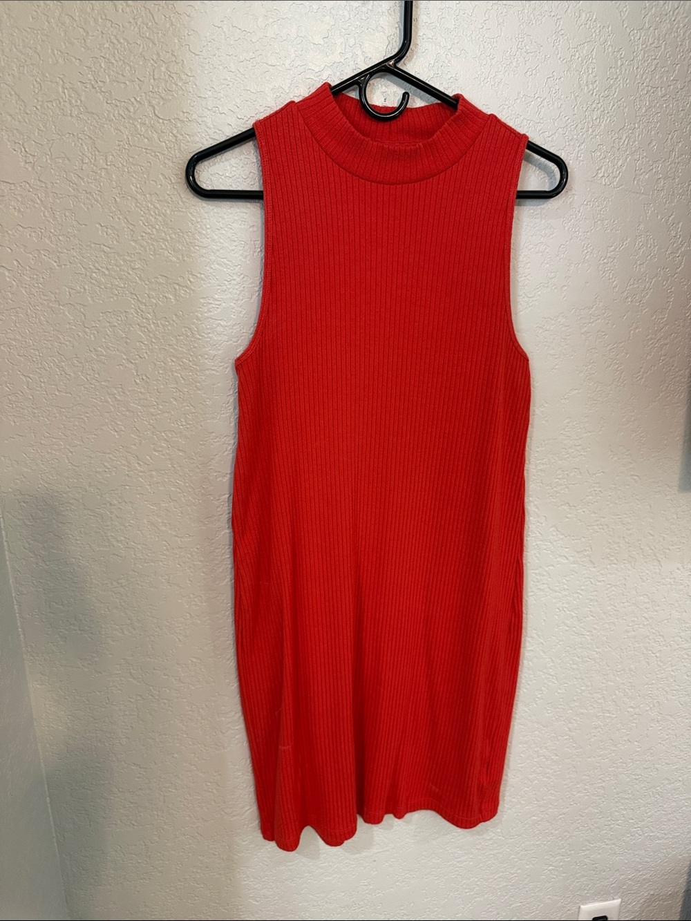 Old Navy Red Ribbed Sleeveless Mock Neck Dress
